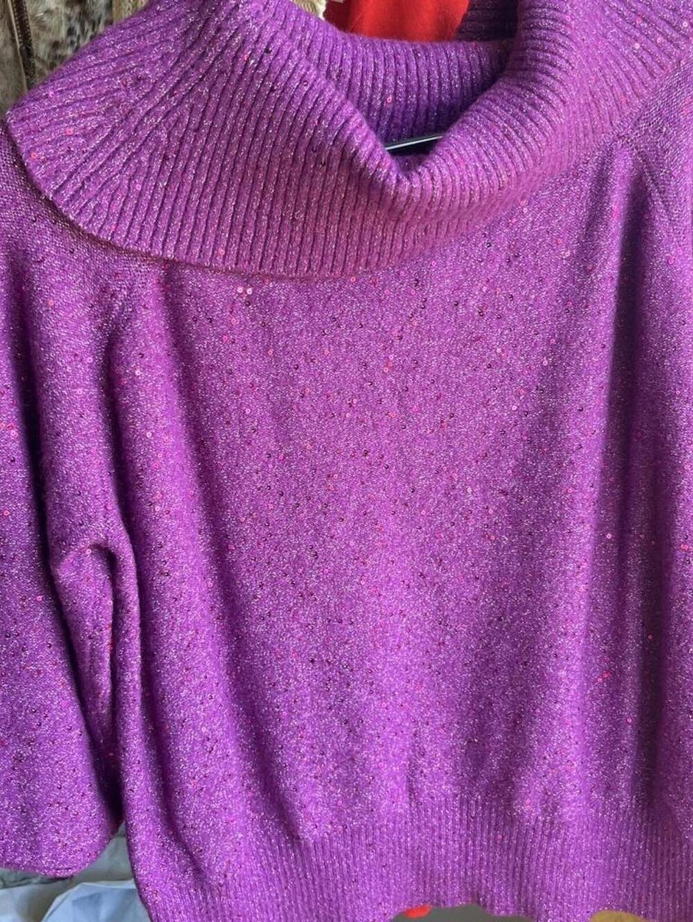 Cato Purple glittery turtleneck top